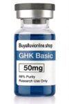 GHK Basic 50mg non-chelated peptide vial showing crisp white lyophilized cake product layout⁠