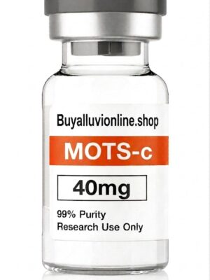 MOTS-c 40mg mitochondrial peptide vial showing solid white lyophilized cake laboratory layout⁠