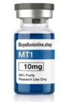 MT1 10mg Melanotan 1 peptide vial with clean white lyophilized cake product layout⁠