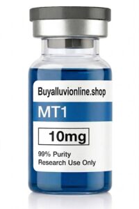 MT1 10mg Melanotan 1 peptide vial with clean white lyophilized cake product layout⁠