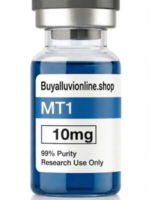 MT1 10mg Melanotan 1 peptide vial with clean white lyophilized cake product layout⁠